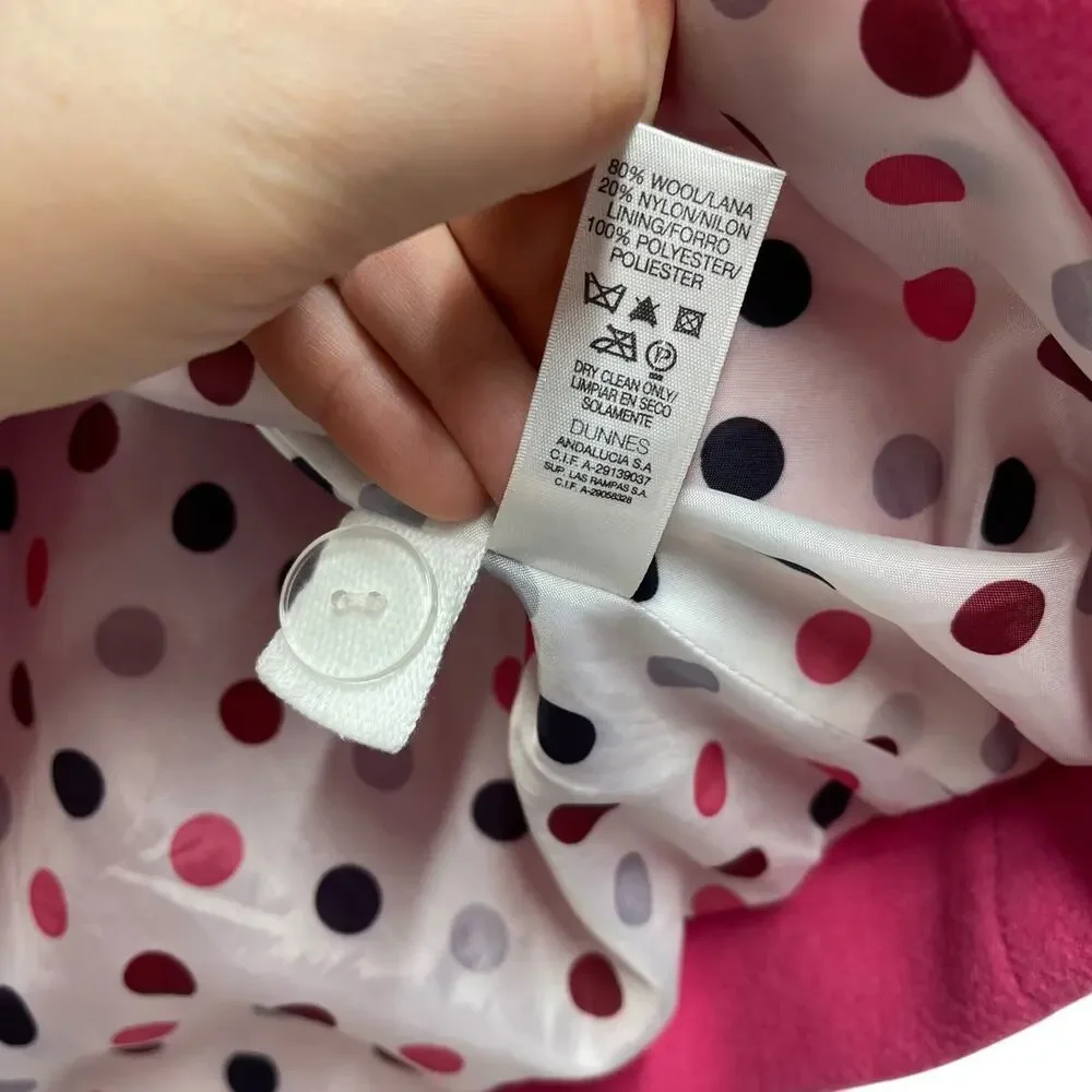 Pink Pea Coat Girls Dunnes Valentines Day 2-3 Years Wool Blend